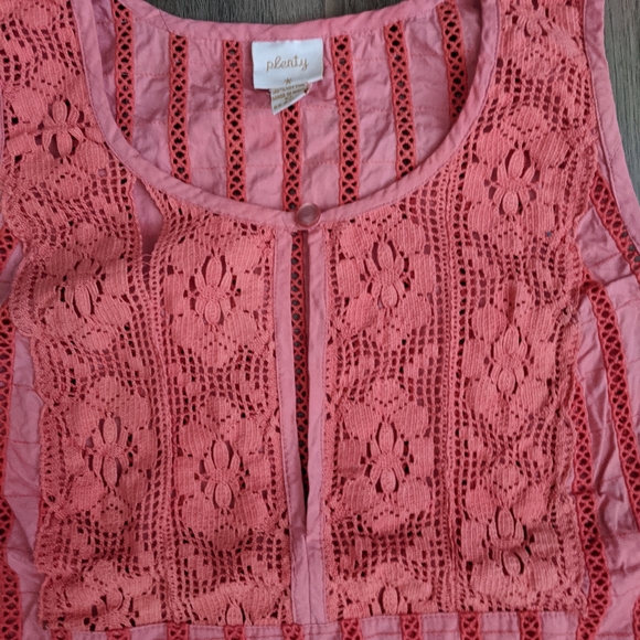 Plenty Cotton Coral Pink Sleeveless Cropped Top M - Picture 3 of 6